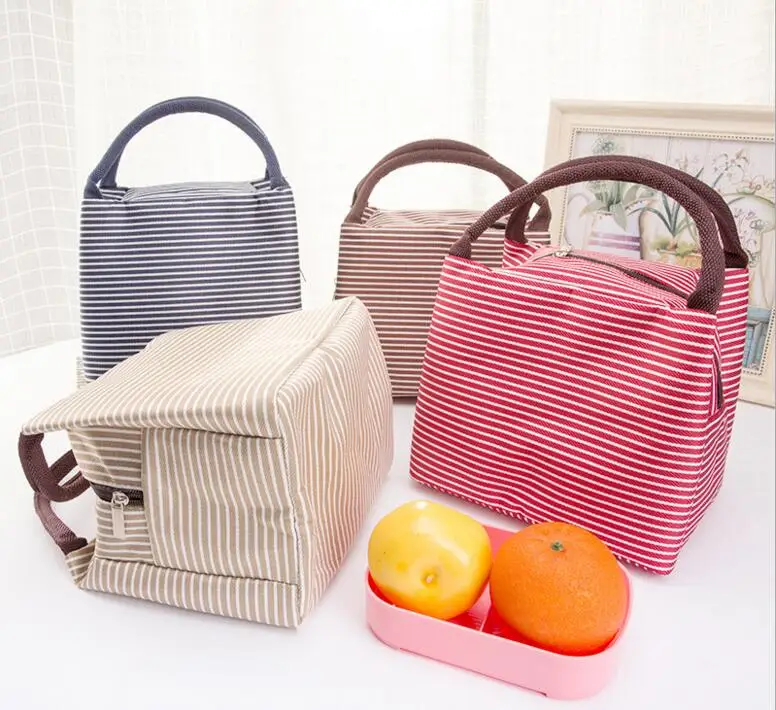 M801 модные Ланч-боксы сумки полосатые милые животные дизайн портативный