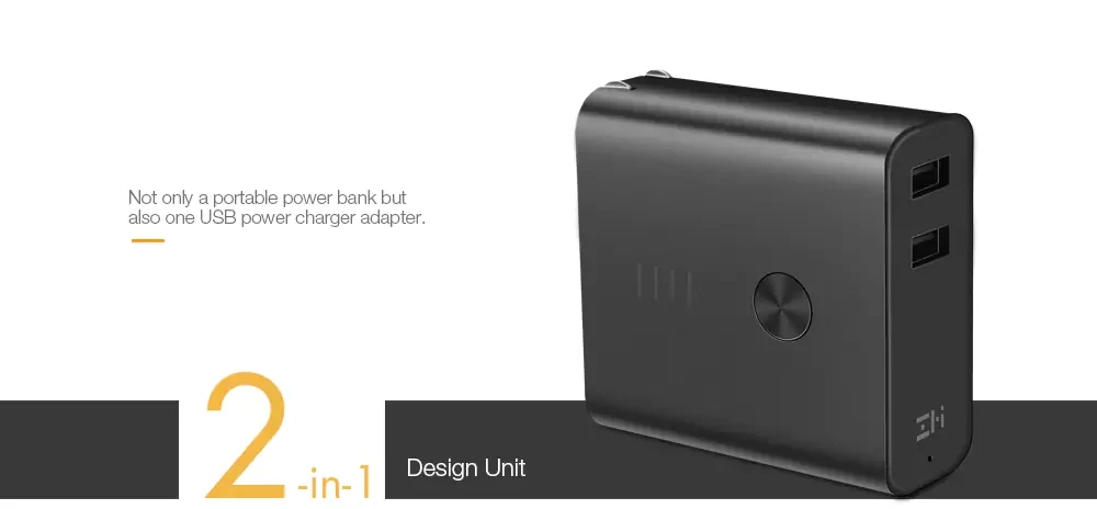 Xiaomi mi Z mi 2-в-1, 5000 мАч, Дополнительный внешний аккумулятор с настенным зарядным устройством, двойной USB, двусторонняя быстрая зарядка, портативный внешний аккумулятор для путешествий