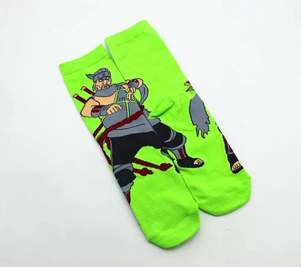 Мужские хлопковые носки всесезонные аниме calcetines Наруто модные хип-хоп забавные носки для женщин носки счастливые носки пара skarpetki - Цвет: Зеленый