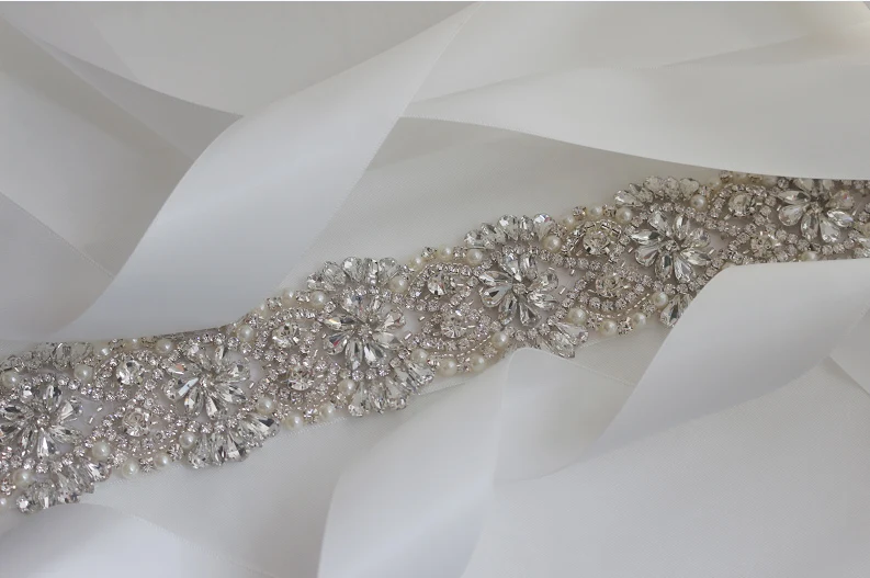 Роскошный свадебный пояс на заказ для невесты Кристальный со стразами ювелирное