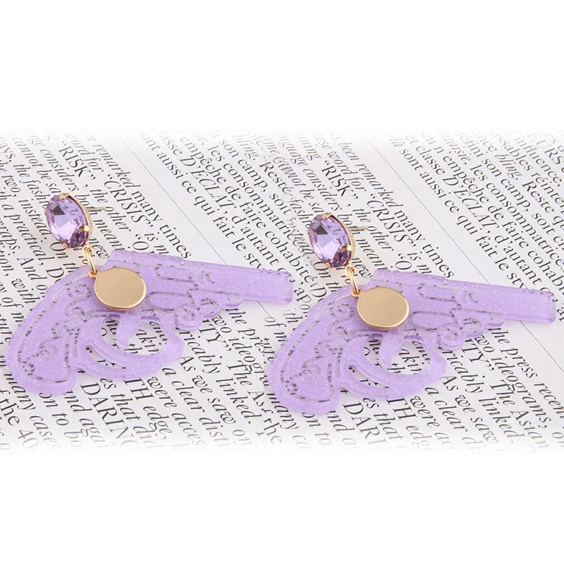 purple NeeFu WoFu Висячие хрустальные серьги полимерная серьга резная Узорчатая большая серьга для женщин большие длинные серьги Brinco Oorbellen подарок - Окраска металла: purple