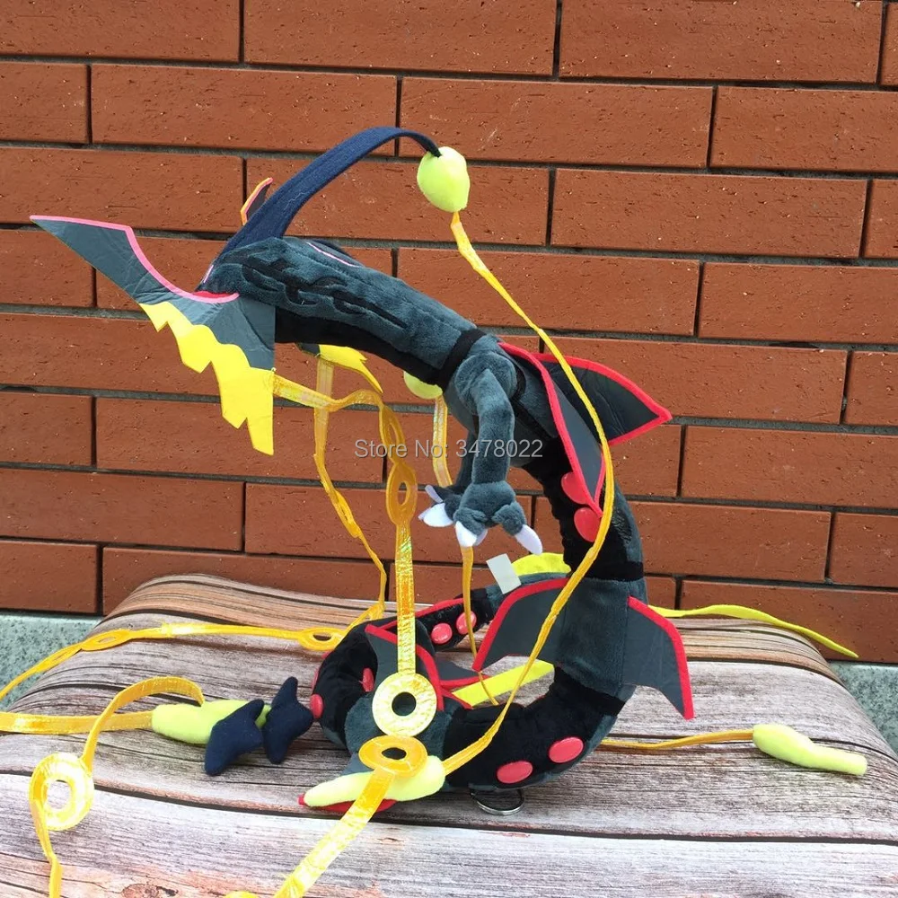 Аниме-игрушка мегаэволюция Rayquaza плюшевые игрушки зеленый блестящий черный дракон Мягкий чучело мультфильм Омега Рубиновая кукла 80 см