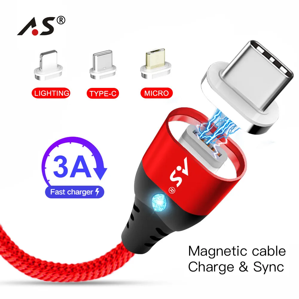 A.S 3A Магнитный кабель Micro usb Type C супер быстрая зарядка для телефона Microusb магнитное