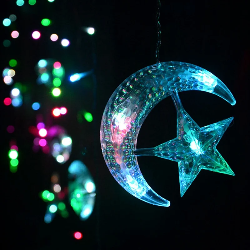 Луна Звезда Светодиодная лента EID Mubarak Свет Декор мусульманские Вечерние поставки Свадебный деко праздник в честь рождения ребенка, Рождество декор для вечеринки в честь Дня Рождения