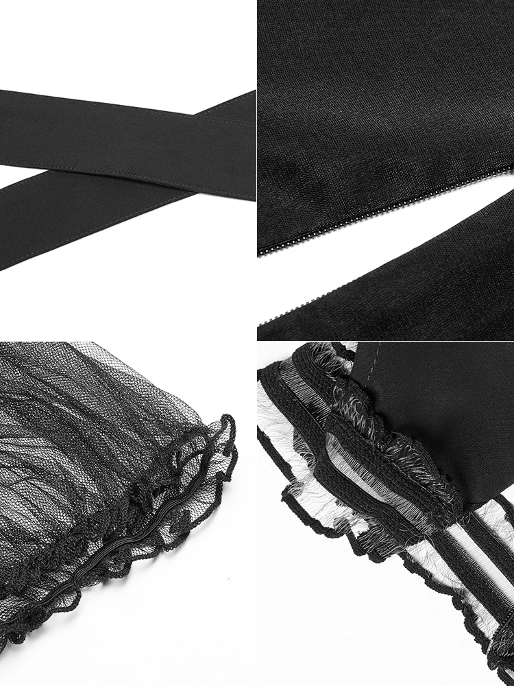 Женское Сетчатое платье в стиле Панк RAVE летнее черное с пышными рукавами