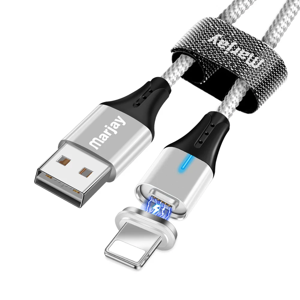 Silver IOS Cable Магнитный зарядный Micro USB кабель Marjay для мобильного телефона iPhone samsung Xiaomi QC3.0, быстрое магнитное зарядное устройство, кабель usb type-C - Цвет: Silver IOS Cable