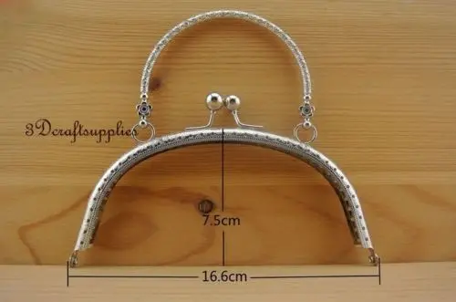 bag purse frame metal sewing handle clasp 16 cm x 7.5 nickel Z54 | Багаж и сумки