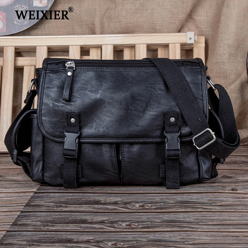 WEIXIER Мужская многофункциональная сумка из искусственной кожи, мужская сумка на молнии из мягкого материала, новая модная повседневная сумка-мессенджер, Мужская Дорожная сумка на плечо