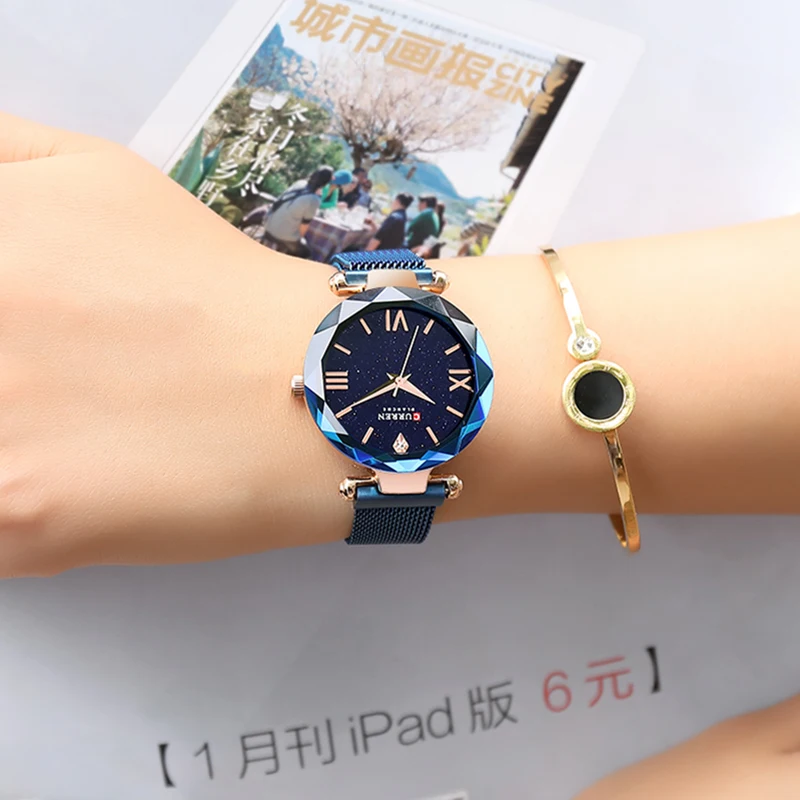 Женские наручные часы CURREN розовое золото модные кварцевые для девушек роскошные