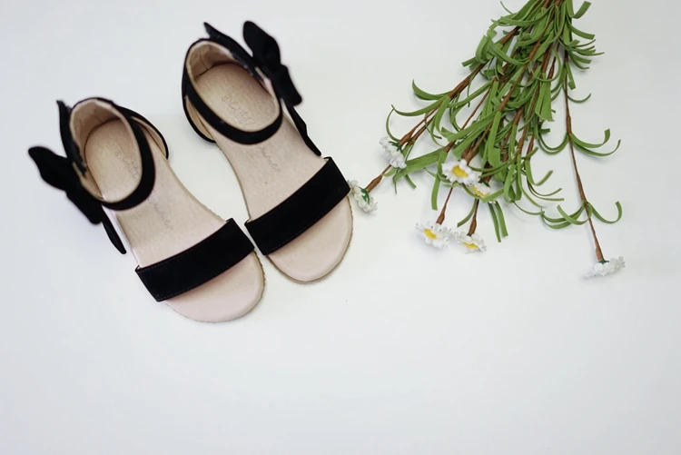 Littlesummer девочек сандалии с открытым носком, с бантиком; обувь для девочек; нескользящая детская пляжная обувь детские сандалии