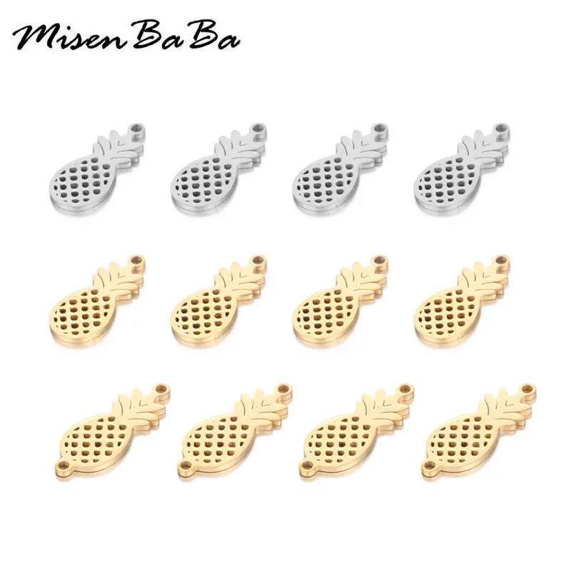 10 шт./лот подвески из нержавеющей стали с ананасом подвеска двумя отверстиями