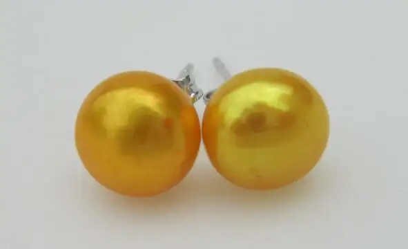 AAA огромный 9 мм натуральный Южное море желтый серьги гвоздики с жемчугом brincos boucle