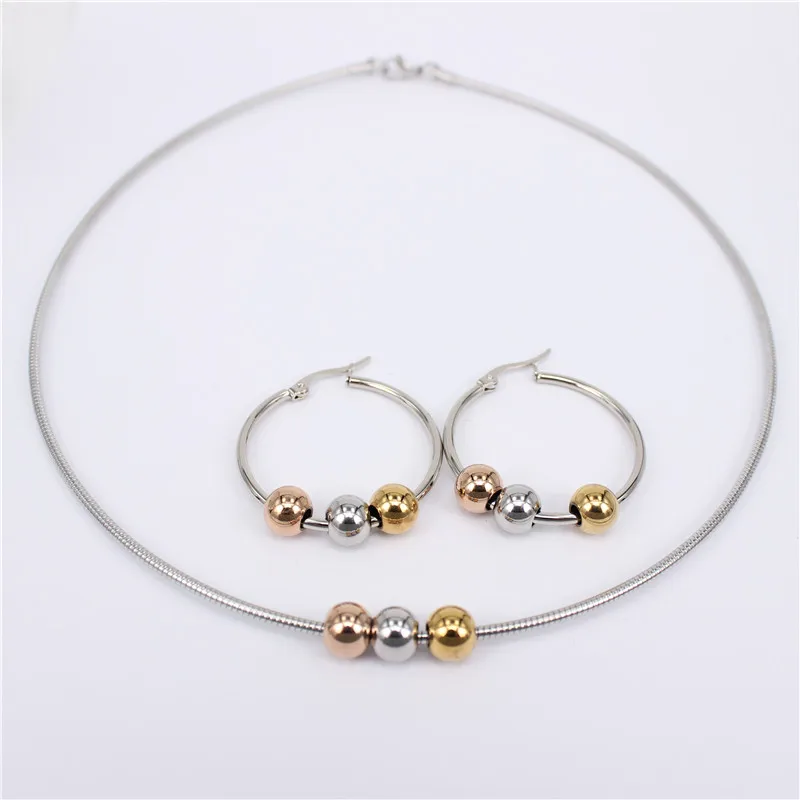 earring size 50mm MGUB крутой и удобный набор из нержавеющей стали гладкий и красивый бисер 2 мм воротник 30 мм-70 мм Серьги несколько вариантов стиля - Окраска металла: earring size 50mm
