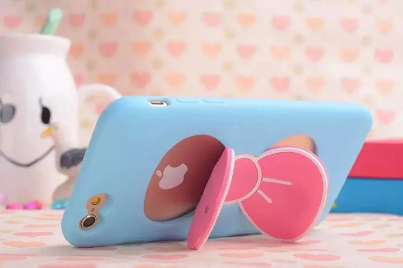 Милый 3D дутый комикс галстук бабочка мягкий силикон чехол для iPhone 6 большой 5