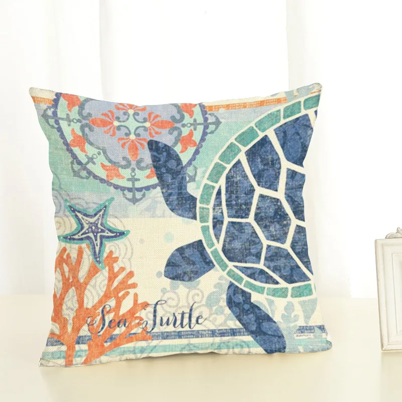 45x45cm Cushion Cover Ocean Adnimal Starfish Decoration Throw Pillow Case Cojines Decorativos Para Sofa Chair Bedroom Office | Дом и сад