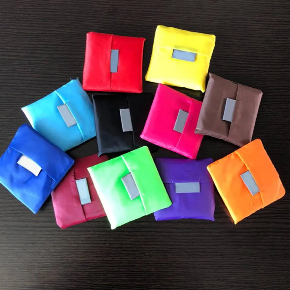 Compact Size Solid Color Foldable Oxford Cloth Shopping Bag Environment Eco-Friendly Reusable Portable Handle for Grocery | Спорт и