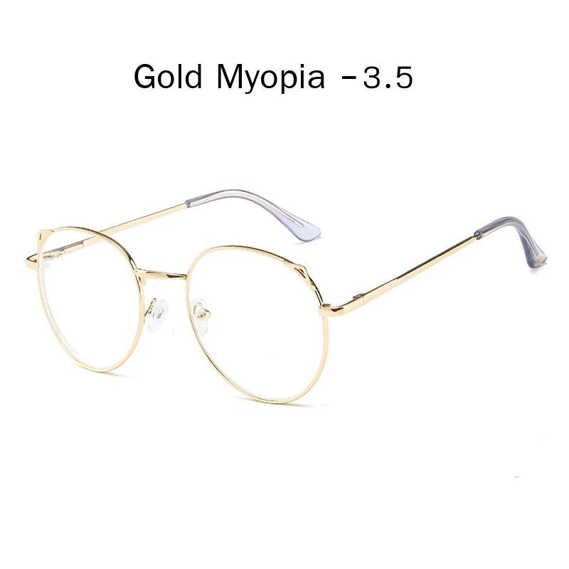 gold myopia 3.5 Zilead кошачьи уши металлические очки для близорукости для женщин и мужчин ясное зрелище близорукое с диоптрией-1.0to-4,0 - Цвет оправы: gold myopia 3.5