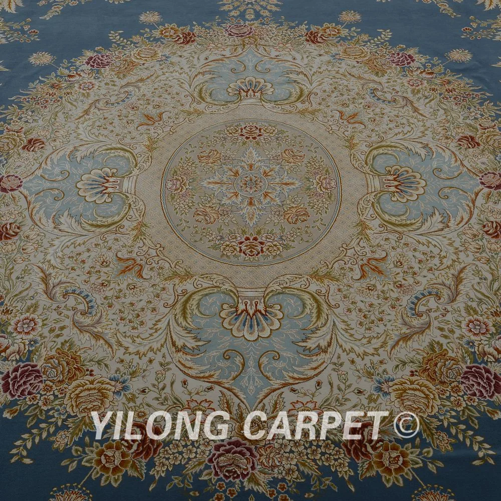 Yilong 8 3 'x 11 5' топ турецкий ковёр из шелка и шерсти ручной работы Синий