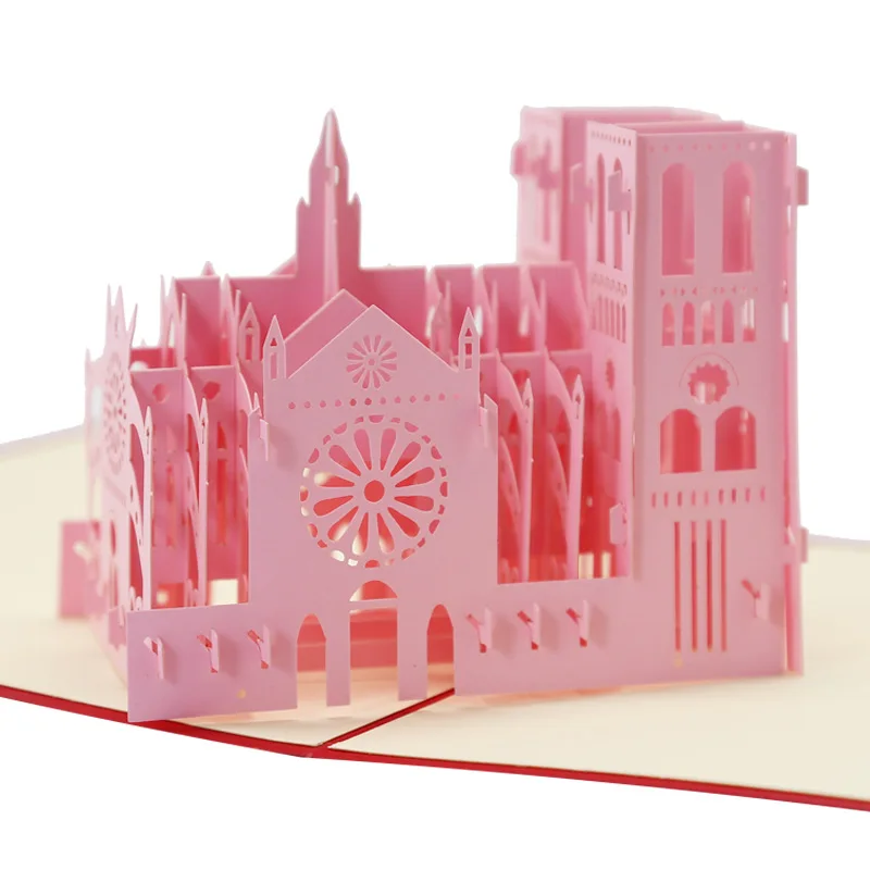 Notre Dame de Paris1 3D всплывающие Пригласительные открытки 3D бумажные мировые аттракционы поздравительные открытки на день рождения 3D туристическая открытка сохранить дату Подарочная открытка для мальчика - Цвет: Notre Dame de Paris1