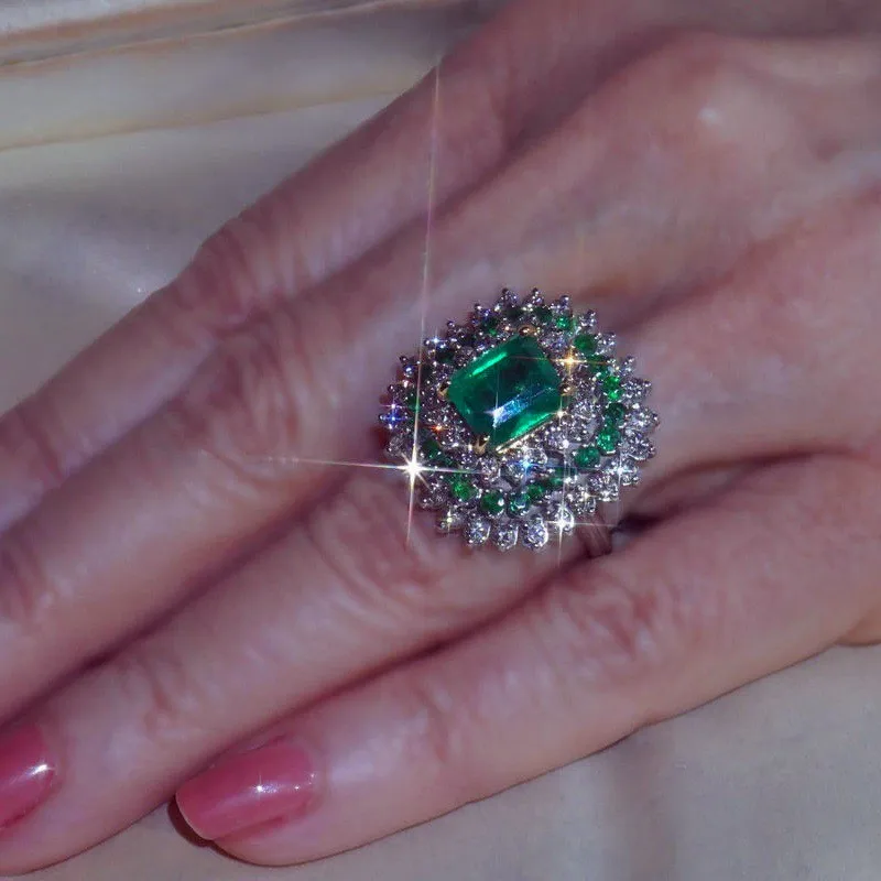 Милые женские Большие Бриллиантовые модные серебряные кольца на палец винтажные