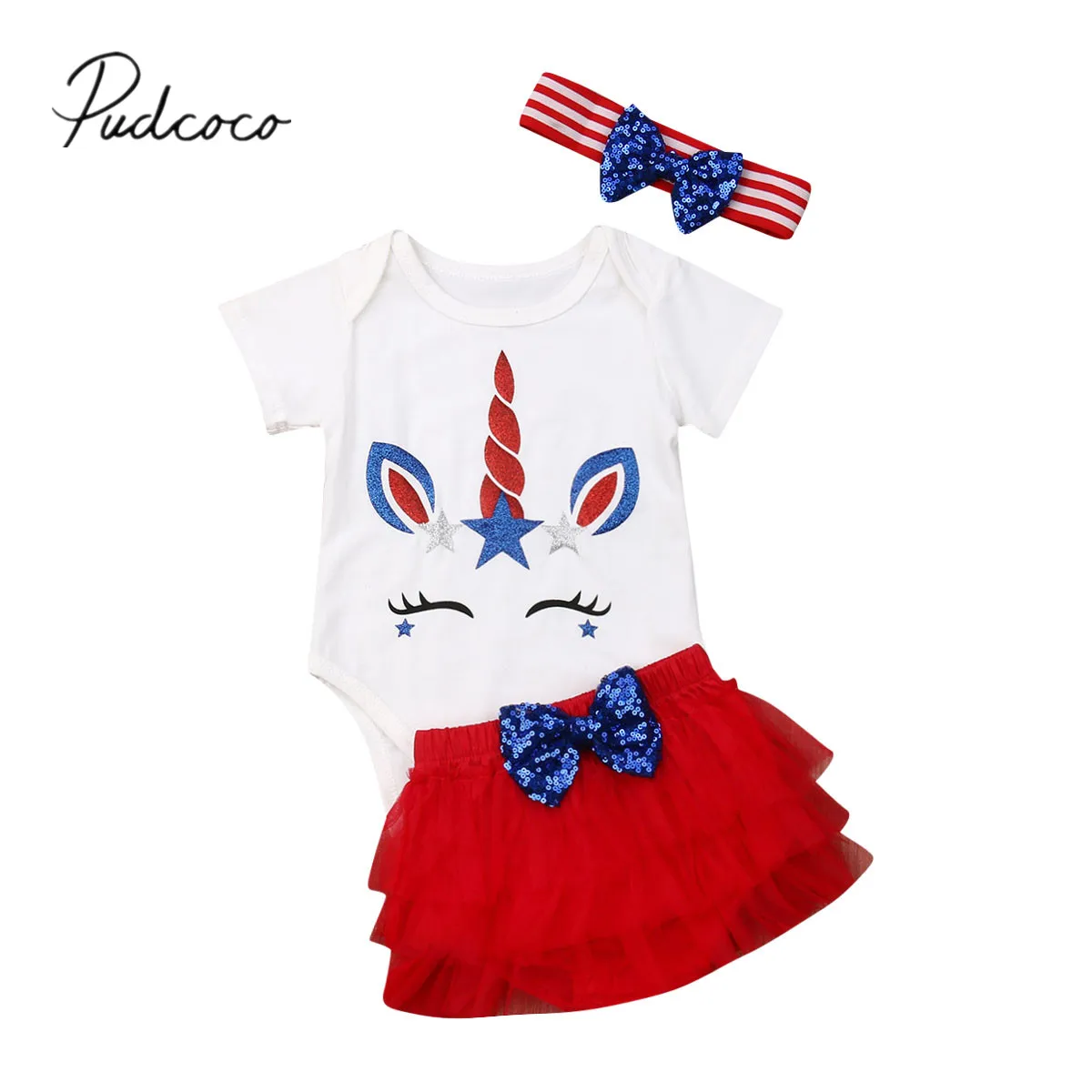 Детская летняя одежда для новорожденных девочек 4 июля верхний комбинезон с