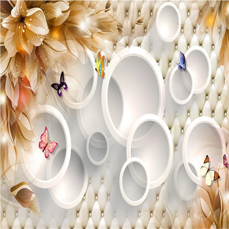 beibehang Custom Photo Wallpaper Stick Tulip 3D Circle Soft Pack TV Wall Background papel de parede 3d para sala atacado | Обустройство
