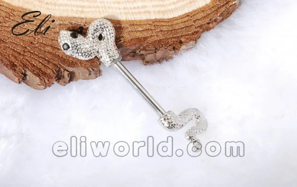 Розничная 1 шт. хирургическая сталь 316L бар сплава змея сосков кольцо пирсинг