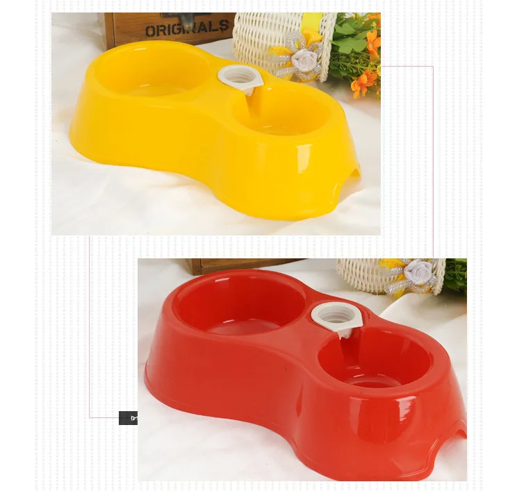WHISM Plastic Dual Use Dog Bowl Pet Cage Double Bowls For Puppy Cat Automatic Water Drinking Bowls Food Feeding Dish Dogs Feeder