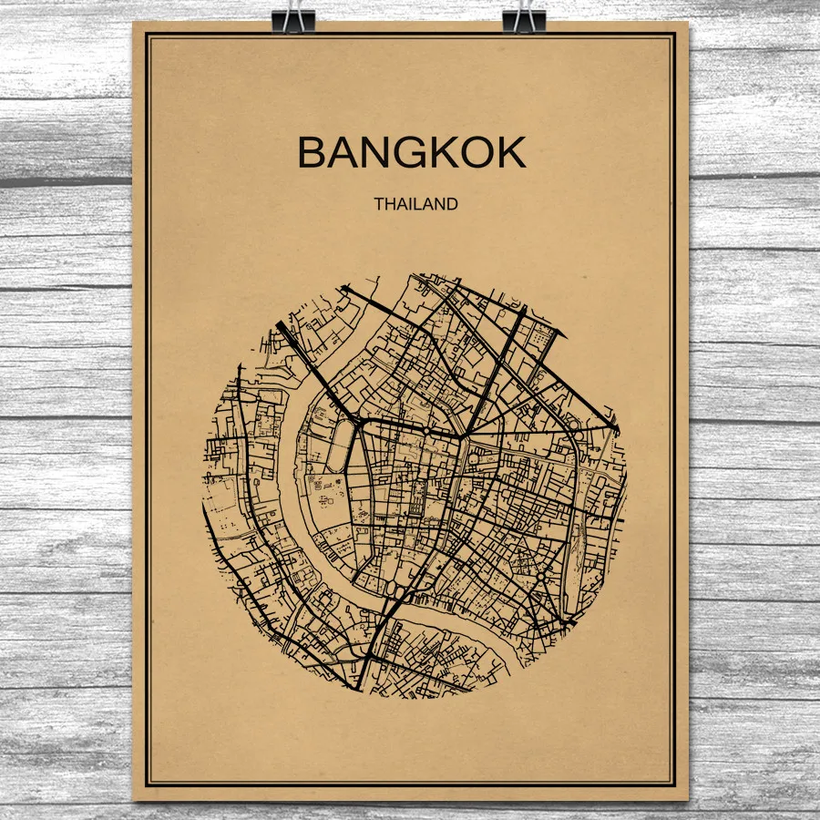 Круглая наклейка в стиле ретро с надписью Бангкок | Дом и сад