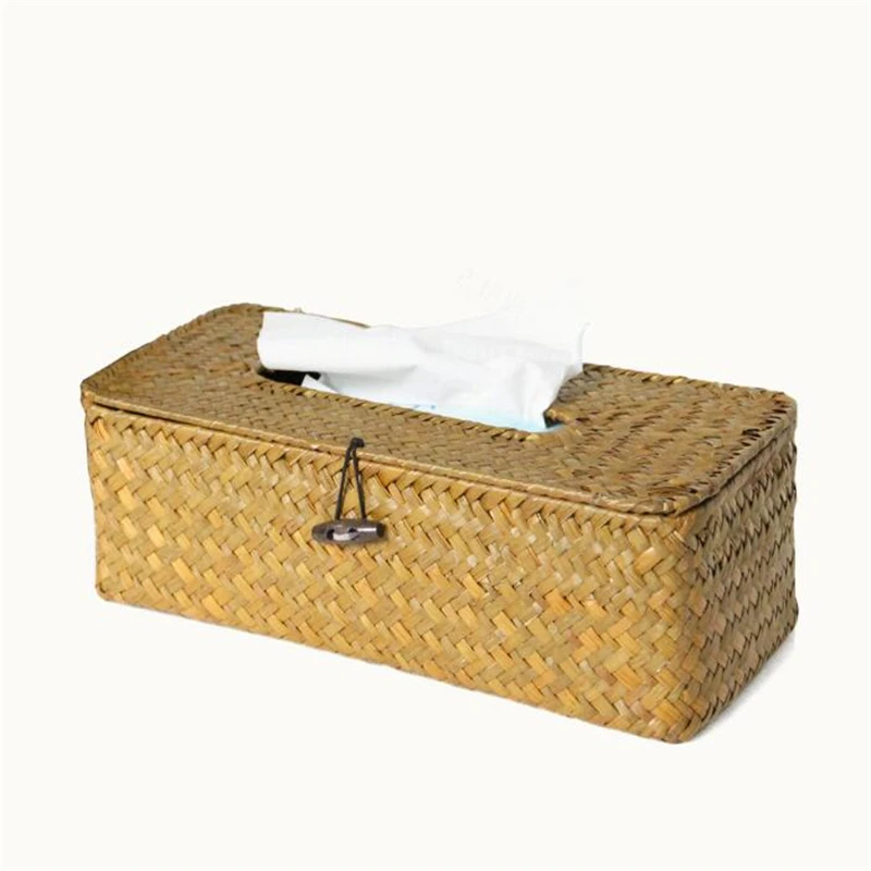Pastoral Style Rectangular Straw Tissue Box Napkin Holder Paper Storage Holders Car Boxes |