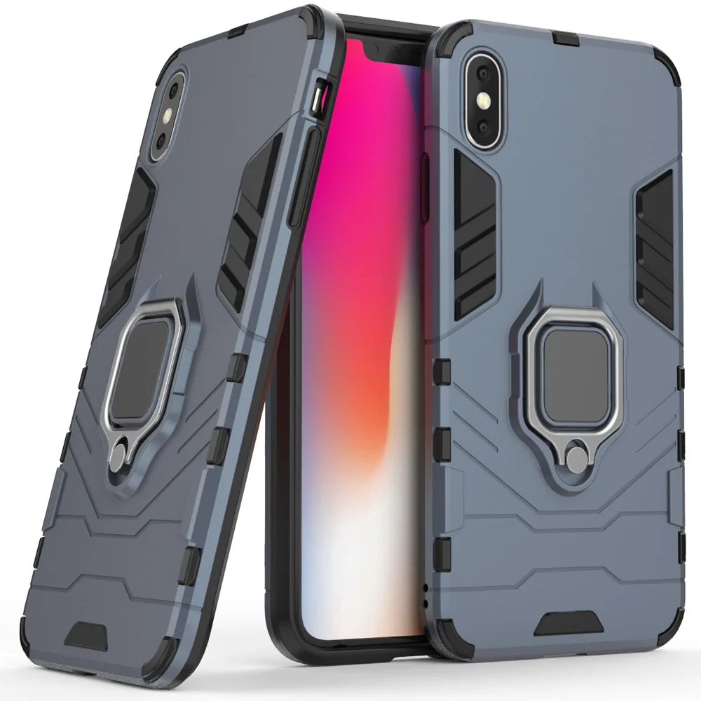 2 в 1 ударопрочный защитный чехол с магнитным кольцом и подставкой для iPhone XS Max (6 5