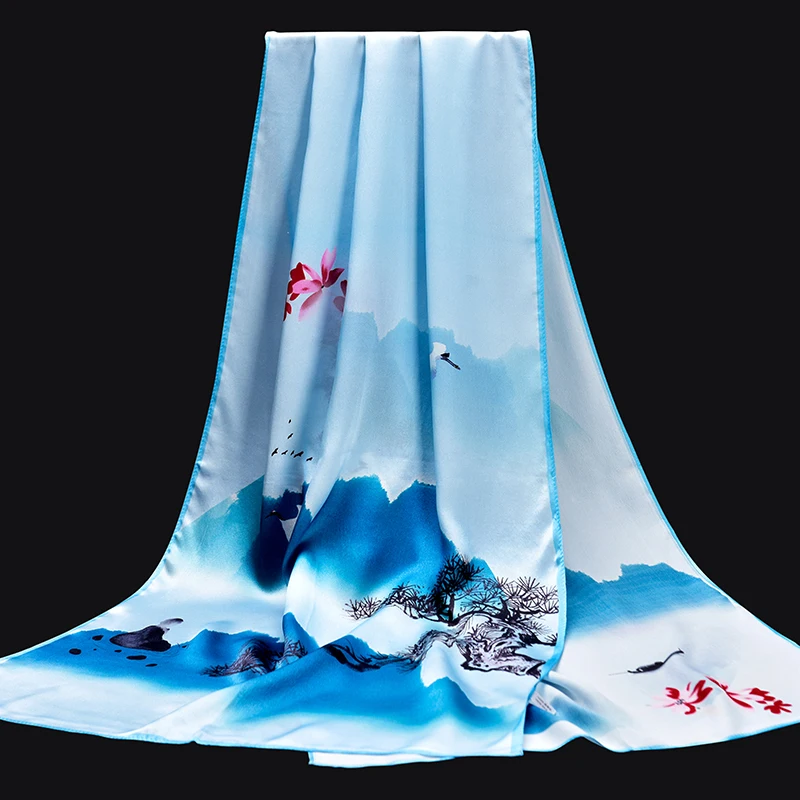 

100% Pure Silk Scarf Women 2021 Bandana Real Silk Shawls and Wraps for Ladies Print Wrap Foulard Femme Natural Silk Scarves