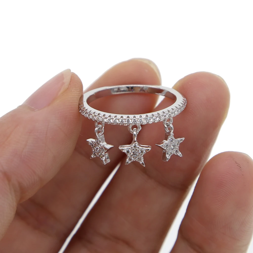 Sdzstone латунные серебряные цветные штабелируемые кольца со звездами для вечерние