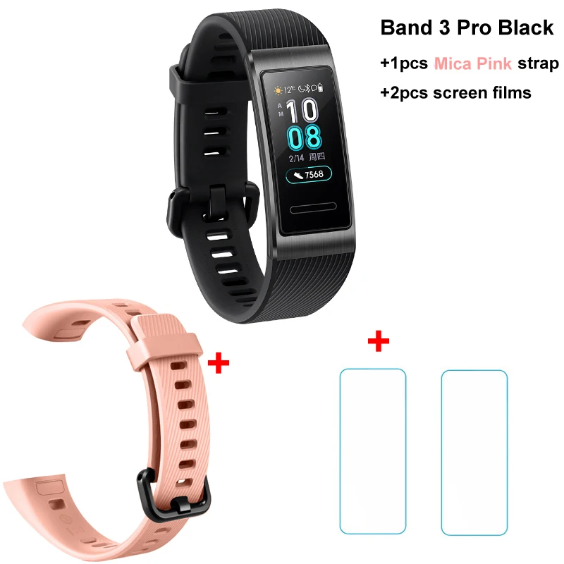 black n Mica Pin n f huawei Band 3 Pro Smartband gps металлическая рамка Amoled полноцветный дисплей сенсорный экран Датчик сердечного ритма датчик сна - Цвет: black n Mica Pin n f