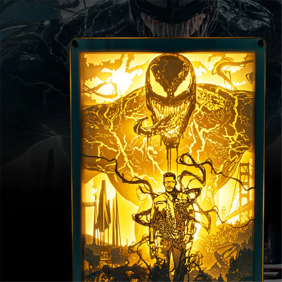 Ночной светильник с надписью Venom резьба по бумаге акриловая окантовка для украшения гостиной настенный