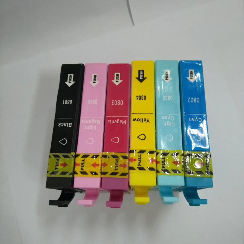 Einkshop 1 комплект T0801 патрон чернил для принтера Epson T0806 Stylus P50 T59 R265 270 285 290 360 730WD 800FW 810W