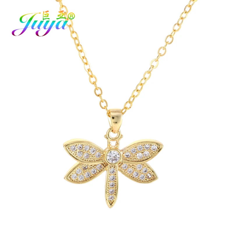 Juya Micro Pave Zircon Women's Fashion Dragonfly Pendant Necklaces For Women Bridal Jewelry Supplies | Necklace