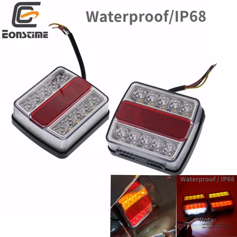 Eonstime 2 шт. AC/DC 12V 14+ 2 светодиодный грузовика прицеп для легковых автомобилей Лодка Караван задний светильник стоп-сигнала Хвост светильник Водонепроницаемый IP68