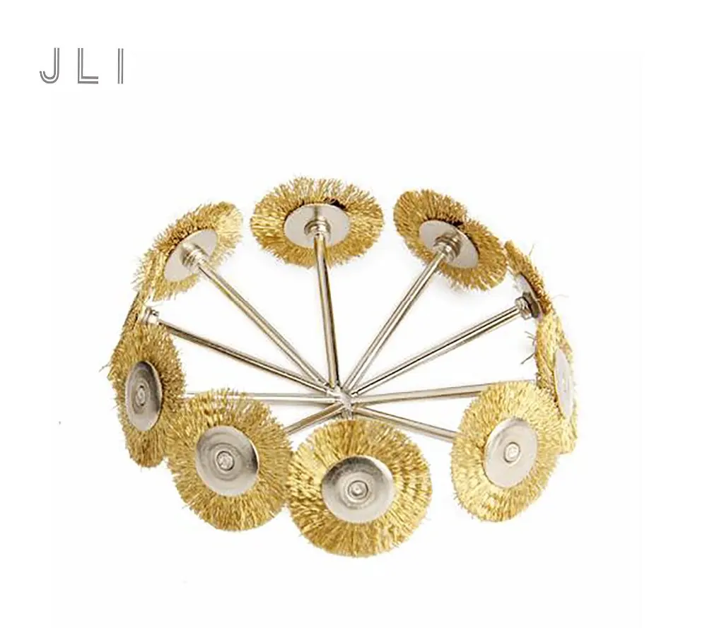 

JLI 10pcs 25mm 1/8" Dremel Accessory Copper Brass Wire Brushes Wheel for Metal Deburring or Dirt Removing Descaling Tools