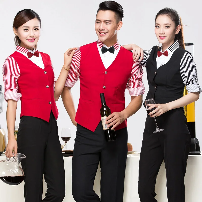 Одежда для отеля кассира форан Униформа с коротким рукавом жилет приемника Ktv