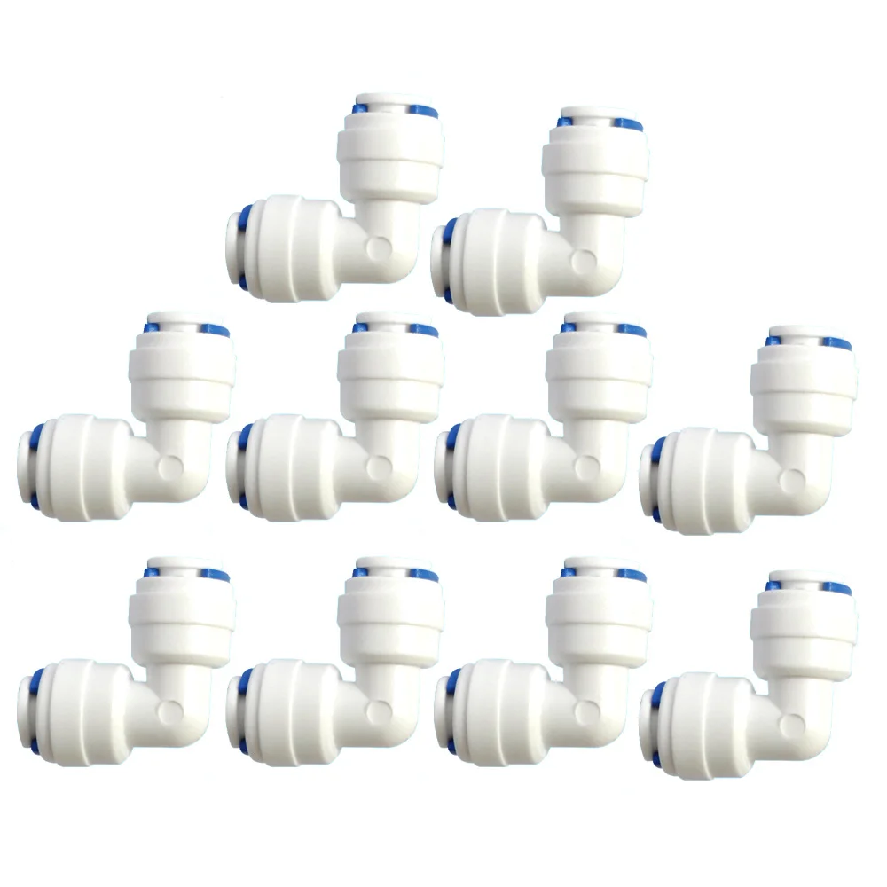 

10 PCS 1/4" OD Hose Quick Connection 1/4" Pipe Elbow Union Connector RO Water Reverse Osmosis Aquarium System Connector Fitting