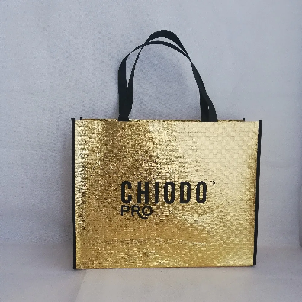 500 шт./лот Золотая Глянцевая металлическая Нетканая сумка для покупок