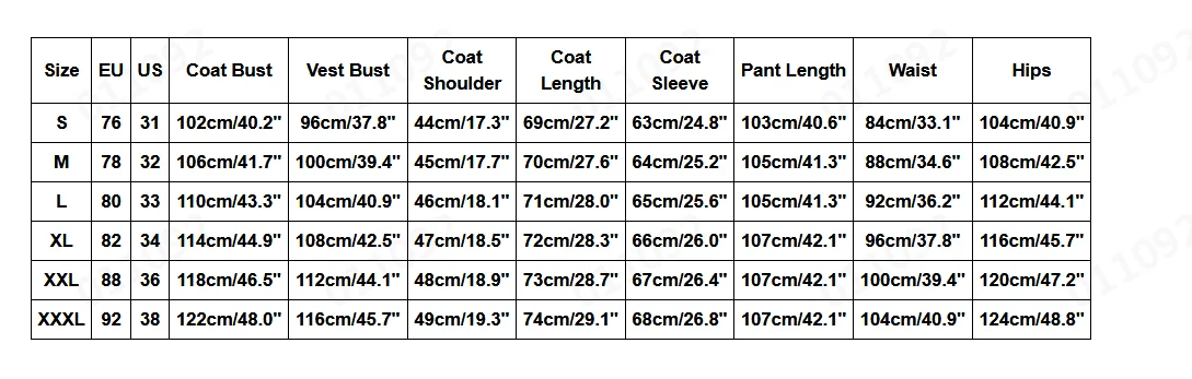 Fashion Mens Suit Jackets Slim 3 Pieces Suit Blazer Business Wedding Party Male Jacket Vest with Pants Plus Size Suit Set