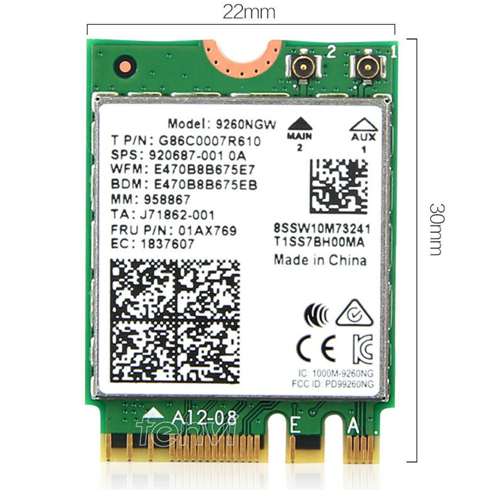 9260NGW беспроводная карта для ноутбука 1,73 Гбит/с wifi высокая скорость Двухдиапазонный портативный Bluetooth 5,0 низкая задержка сети небольшой NGFF