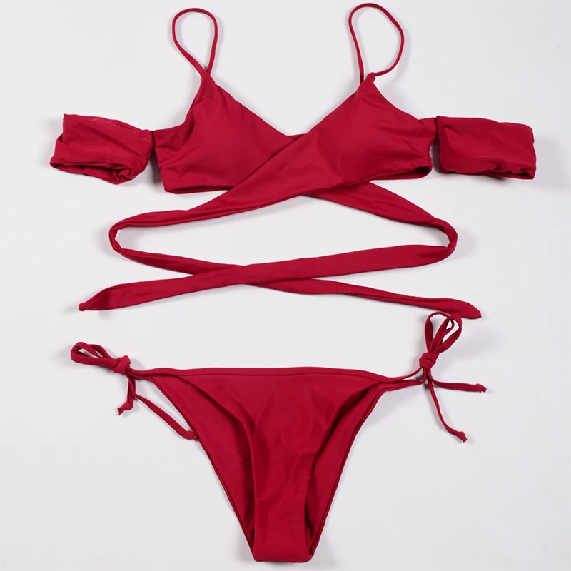 Новинка бикини с открытыми плечами женский купальник бандажный сексуальный