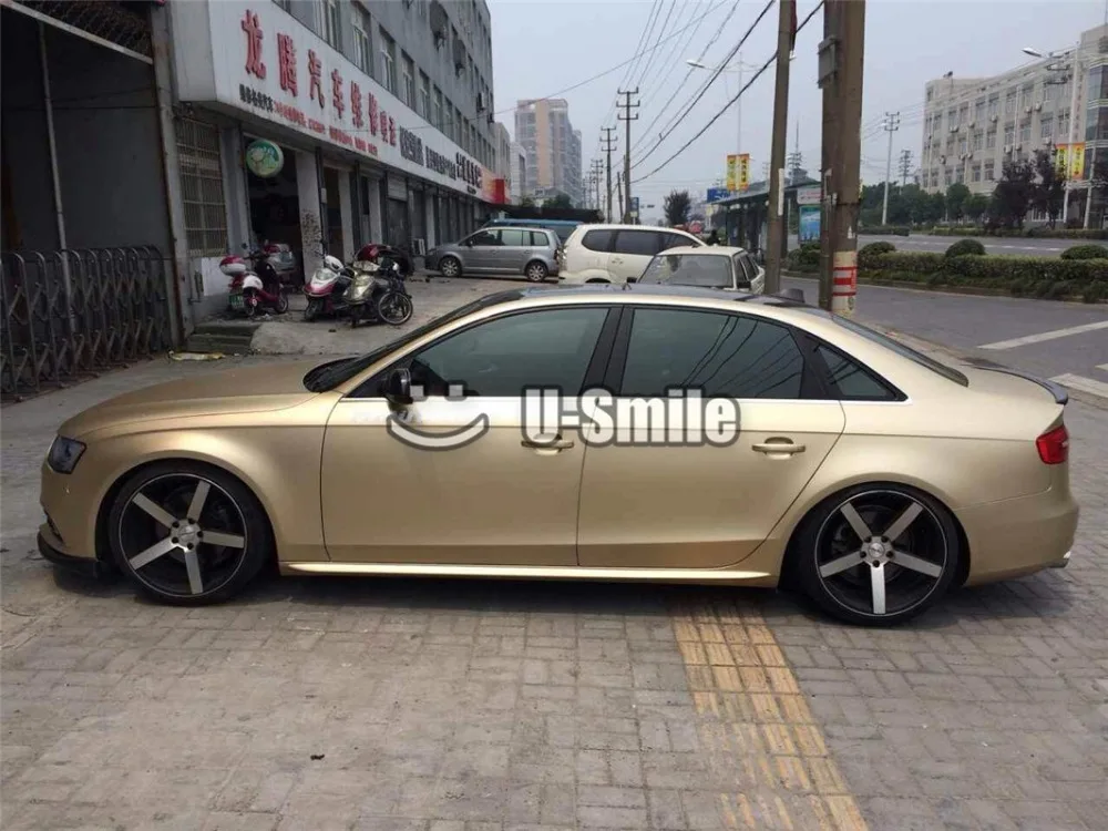 Премиум шампанское золото Сатин Матовый металлический виниловый пленка