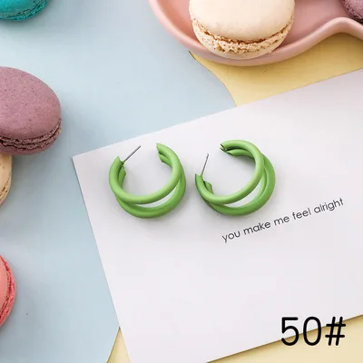 50 AOMU, корейский тренд, летние, милые, цветные, геометрические, акриловые, цветочные, полые, круглые серьги для женщин, вечерние, пляжные ювелирные изделия, подарки - Окраска металла: 50