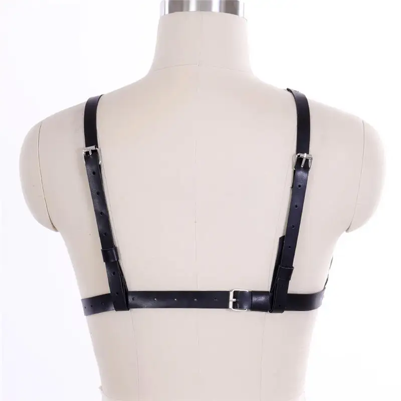

New Product Top PU Sexy Leather Harness Goth Harness Cage Bra Body Harness Belt Festival Dance Rave Rivet Punk Clothing
