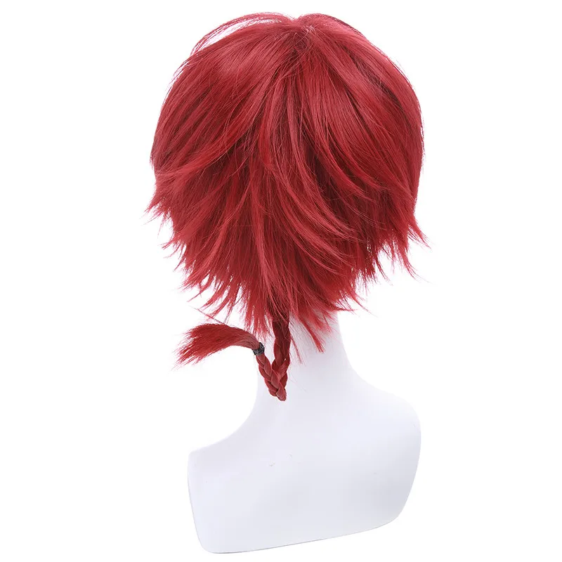 L-email wig Brand New Ranma 1/2 Ranma Saotome Cosplay Wigs 25cm Red Burgundy Short Synthetic Hair Perucas Unisex Cosplay Wig