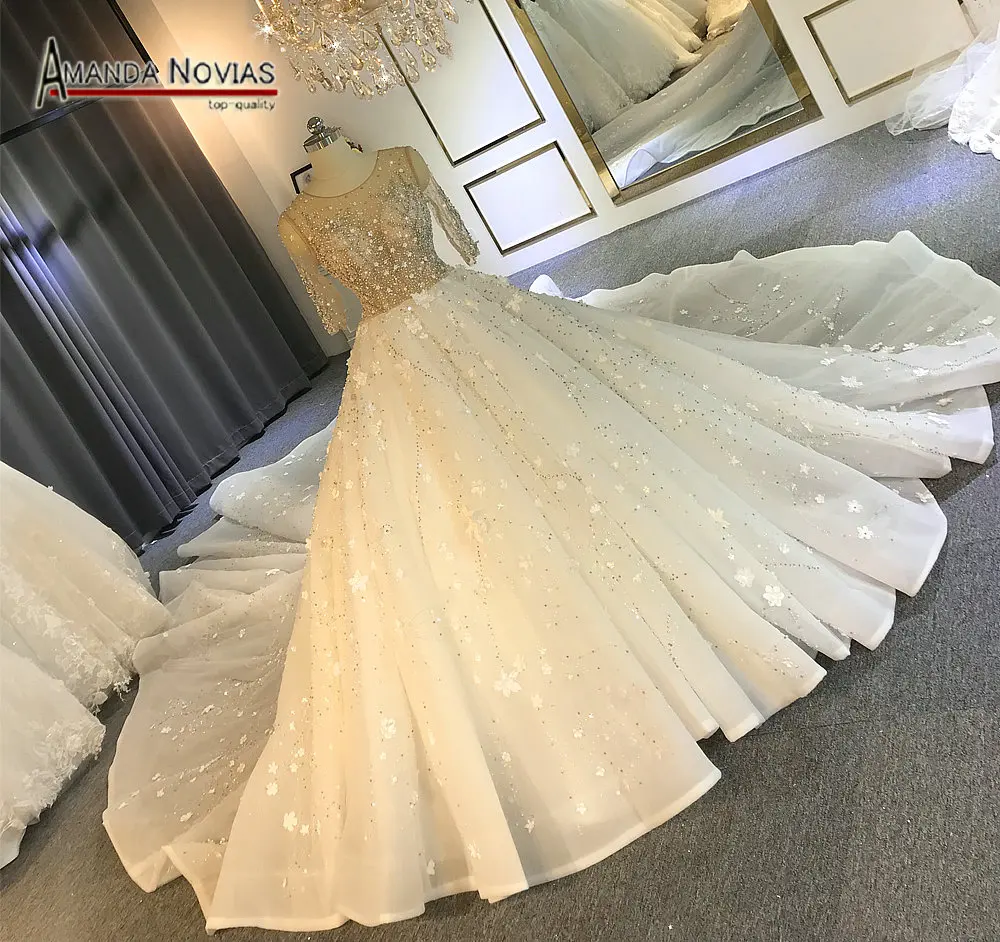 Amanda Novias роскошный платья со шлейфом Свадебное платье